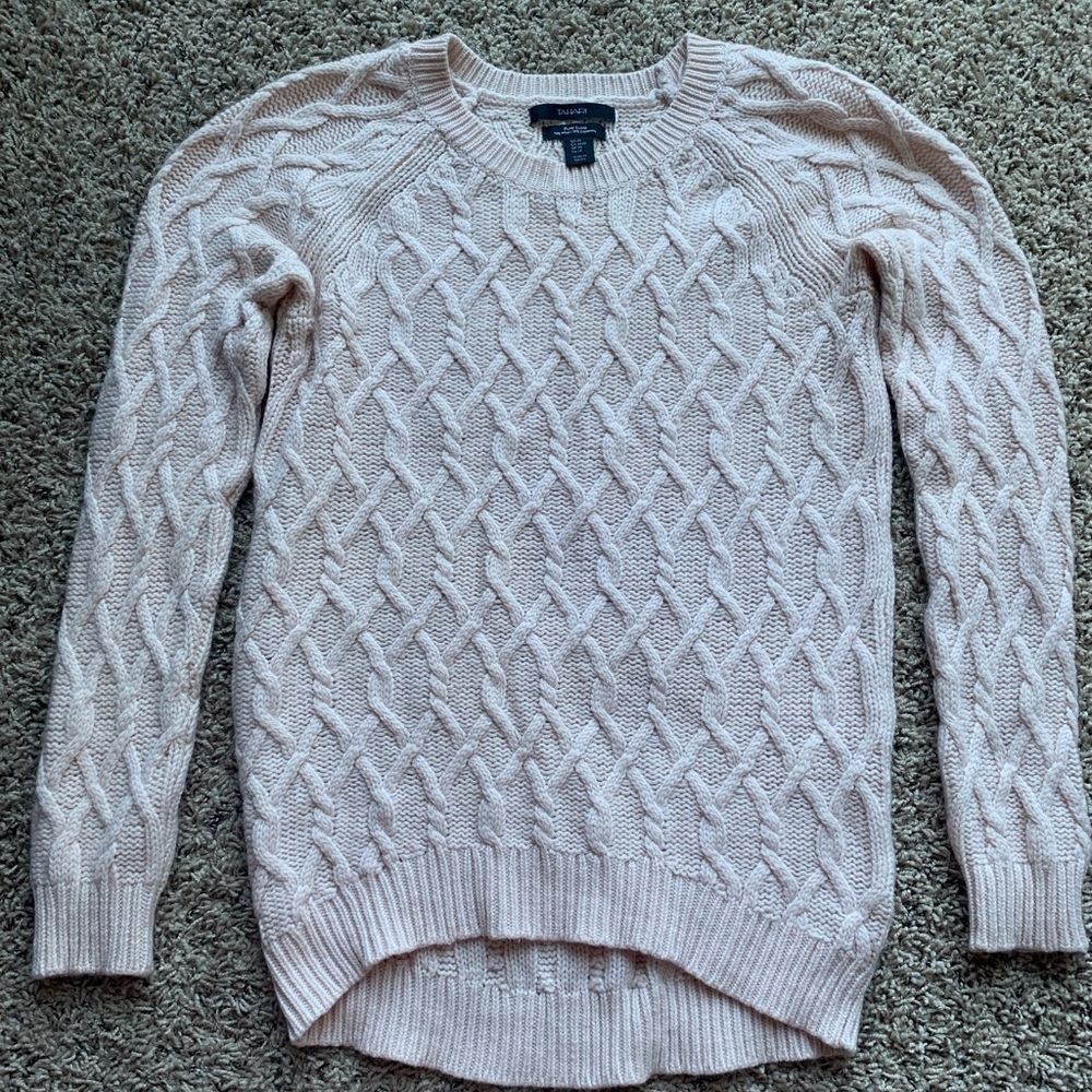 TAHARI Pure Luxe 70% Wool 30% Cashmere Sweeter Pink High Low Long Sleeves Sz M